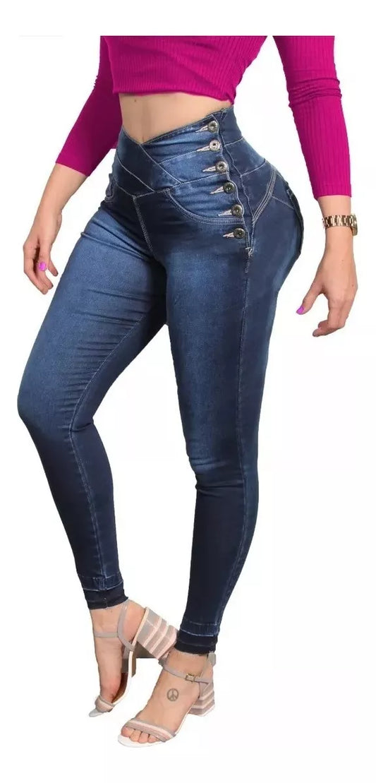 Calça jeans levanta bumbum Bojo Cos Modeladora Transpassada.