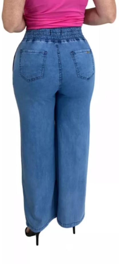 Calça Jeans Molinha Leve Social Modeladora Wide Leg Soltinha.